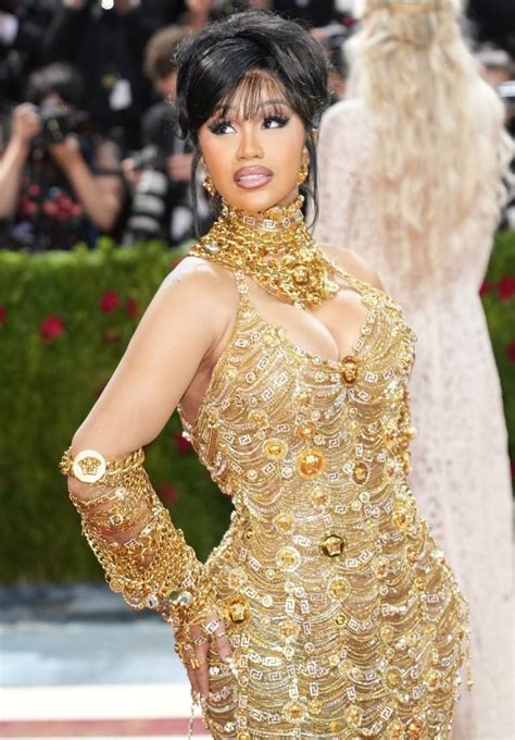 cardi b gold dress